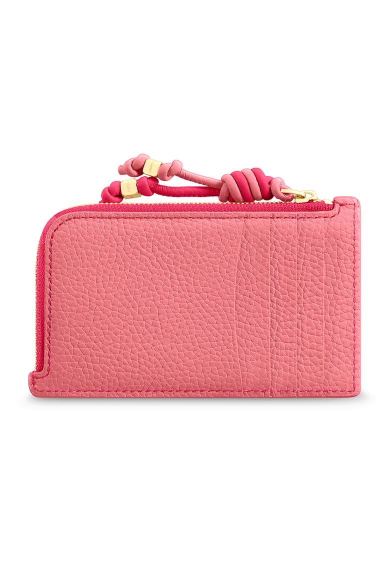 Leather Zip Card Holder, Alternate, color, Candy Fuchsia