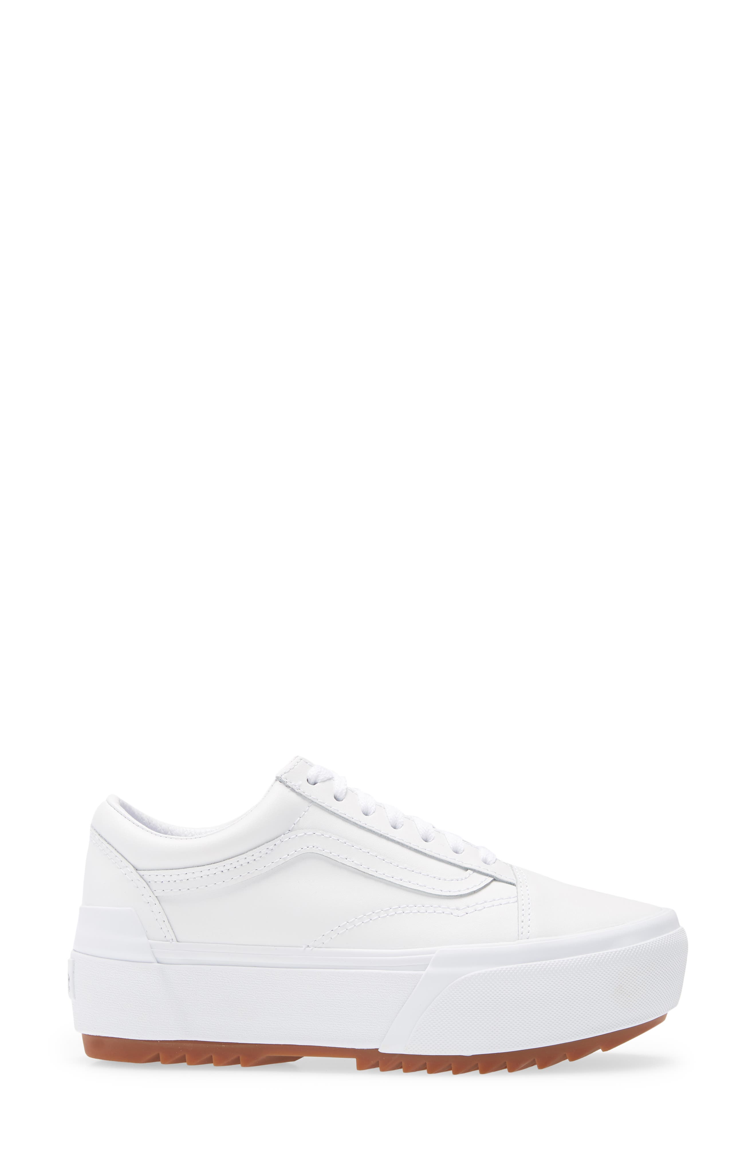 Old Skool Stacked Platform Sneaker, Alternate, color, TRUE WHITE/ TRUE WHITE