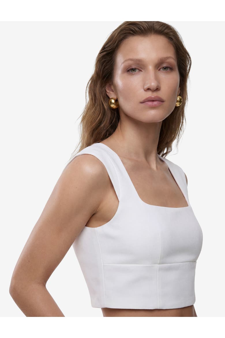Slim Fit Sleeveless Crop Blouse, Main, color, WHITE