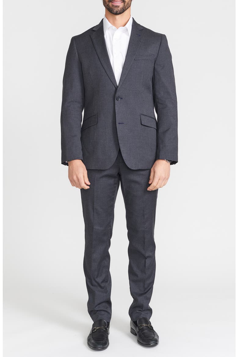 Hoxton Check Notch Lapel Suit, Main, color, GREY