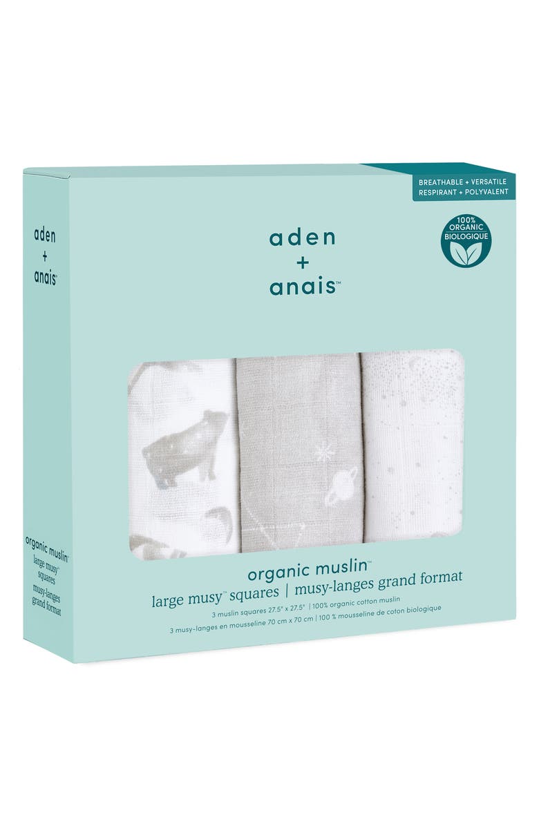 aden + anais 3-Pack Assorted Large Cotton Muslin Musy Squares, Alternate, color, 