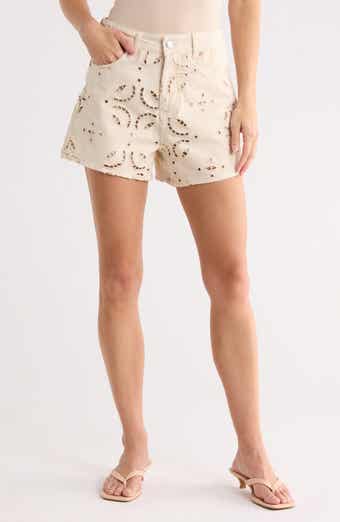 BLANKNYC High Rise Eyelet Embroidered Denim Shorts