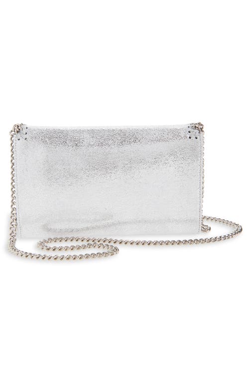 Stella Mccartney Mini Falabella Metallic Crossbody Bag In Silver