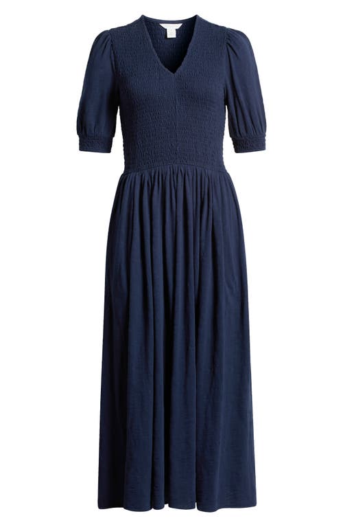 Caslonr Caslon(r) Smocked Bodice Cotton Jersey Midi Dress In Navy Blazer