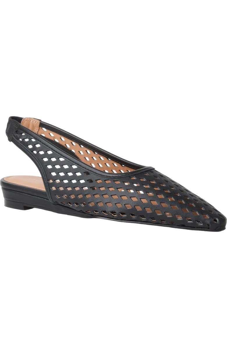 André Assous Brielle Slingback Snip Toe Wedge Pump, Main, color, Black Leather