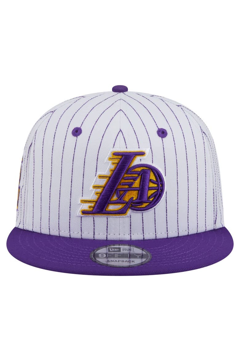 Men's New Era  White Los Angeles Lakers Deceptor Pinstripe 9FIFTY Snapback Hat, Alternate, color, White