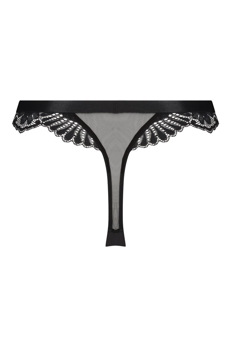 Amelia Lace & Mesh Thong, Alternate, color, CAVIAR