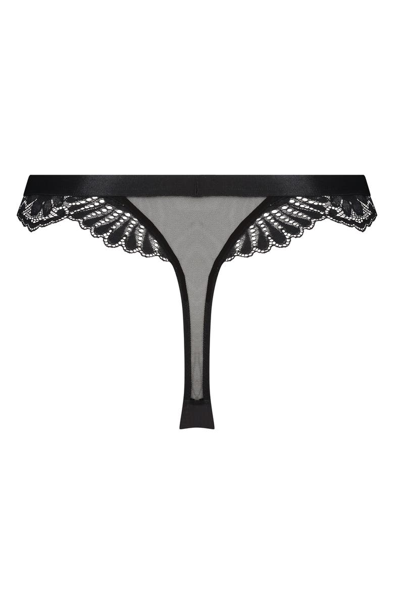 Hunkemöller Amelia Lace & Mesh Thong, Alternate, color, Caviar