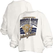 PRESSBOX Women's Pressbox White Georgia Tech Yellow Jackets Oversized Janice Retro Waist-Length Pullover Sweatshirt