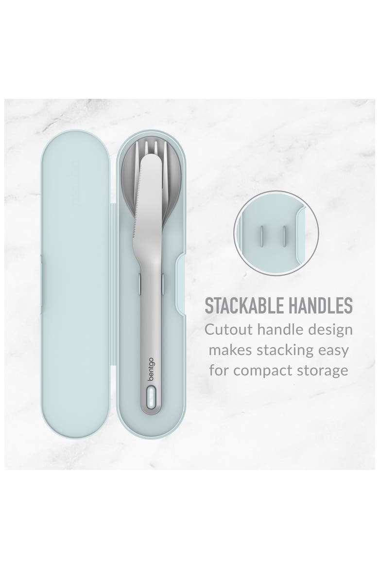 Stainless Steel Travel Utensil Set - Aqua, Alternate, color, AQUA