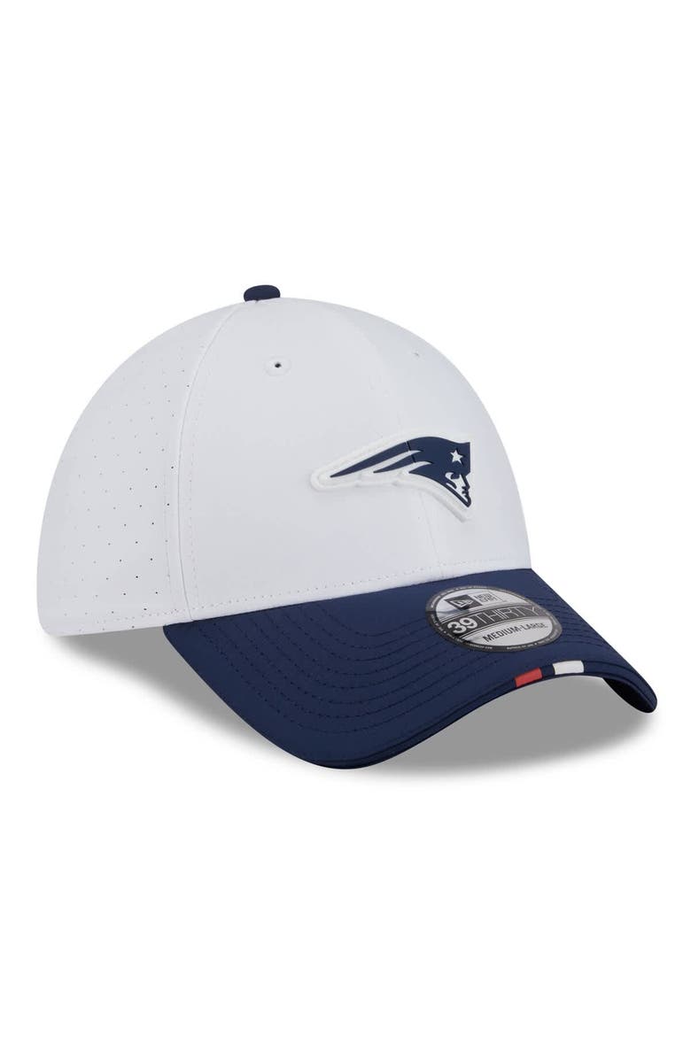 New Era Men's New Era White/Navy New England Patriots 2025 NFL Training Camp 39THIRTY Flex Hat, Alternate, color, White