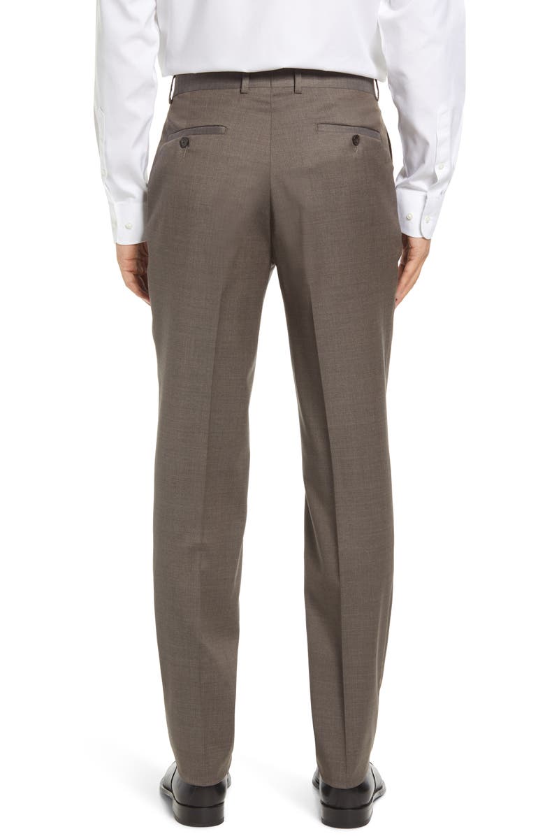 Peter Millar Harker Flat Front Stretch Wool Twill Dress Pants, Alternate, color, Brown