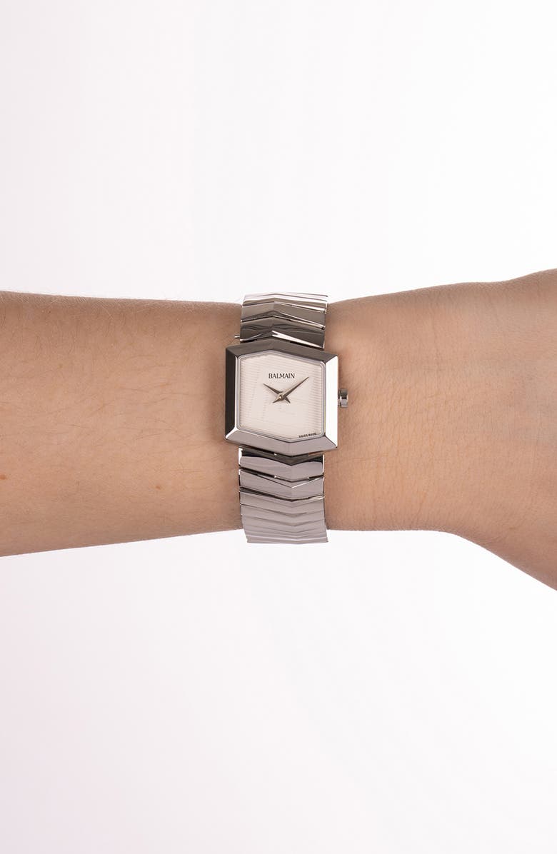 Balmain Taffetas Hexagonal Bracelet Watch, 22.5mm x 23.5mm, Alternate, color, Stainless Steel