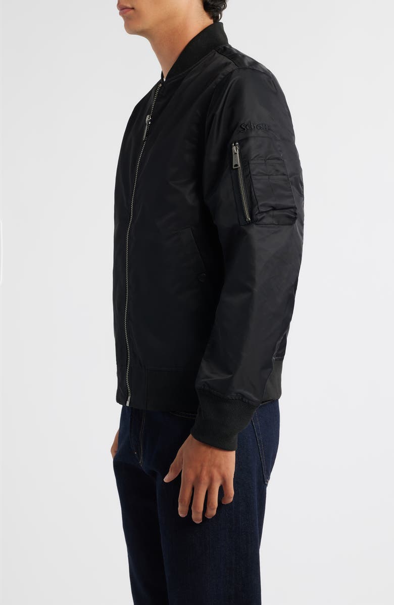 Schott NYC MA-1 Satin Flight Jacket, Alternate, color, Black