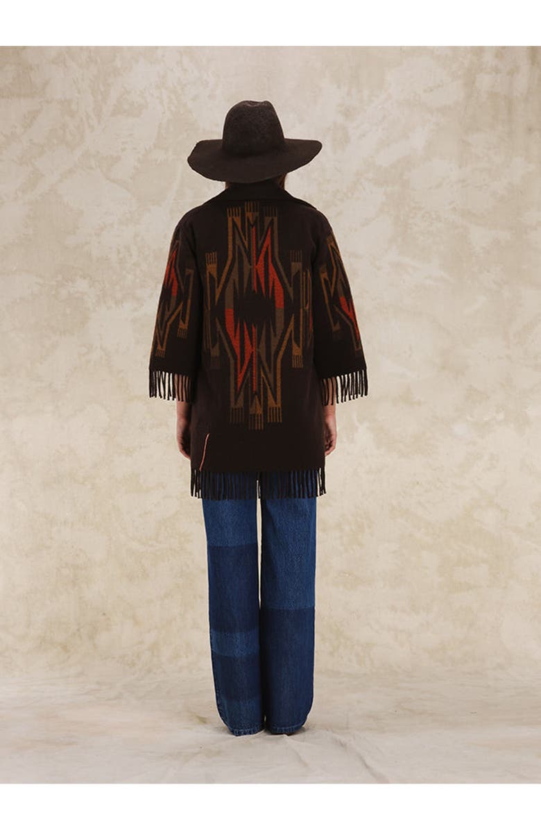 Fortela Freya Navajo Wool Blend Cardigan, Alternate, color, Brown