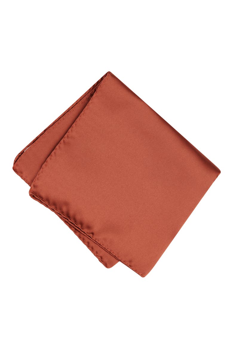 Men's Solid Satin Pocket Square, Main, color, TERRACOTTA
