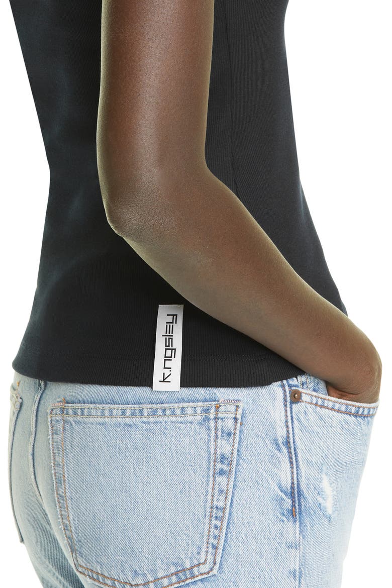 Gender Inclusive Fist Geometric Cutout Rib Tank, Alternate, color, BLACK