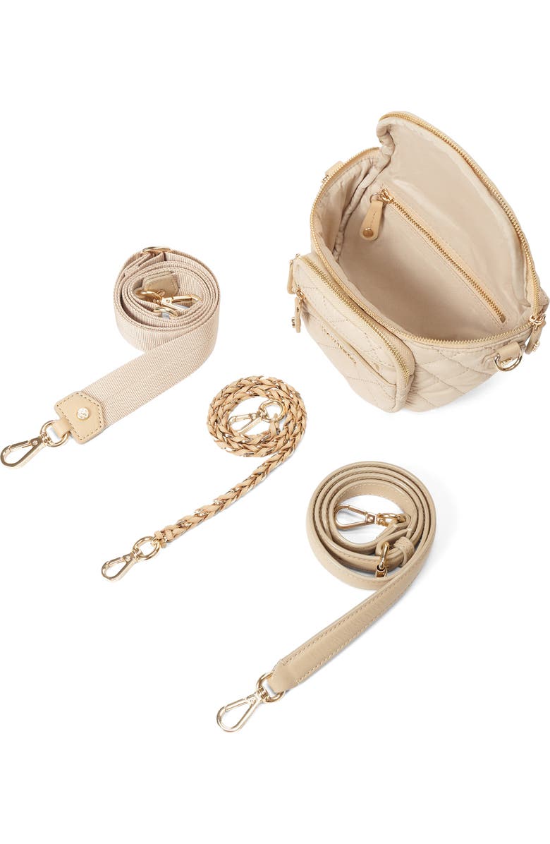 MZ Wallace Micro Crosby Diamond Quilted Nylon Sling Bag, Alternate, color, Buff