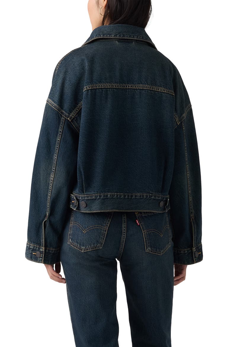 Loose Crop Denim Trucker Jacket, Alternate, color, HIGH VIBRATION TRUCKER