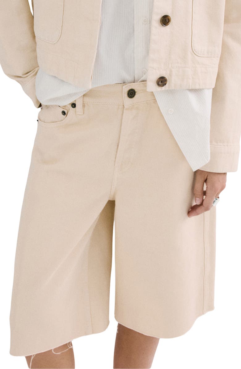 MANGO Denim Bermuda Shorts, Main, color, Vanilla