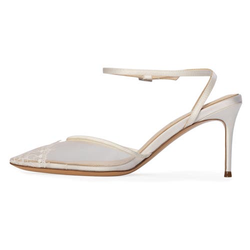 Black Suede Studio Cara 80 Mesh Pump In White