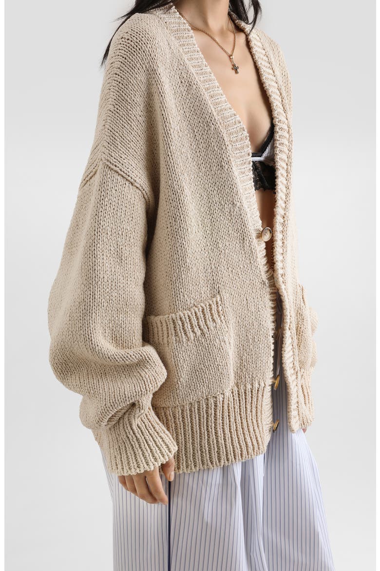 Slouchy Cotton Cardigan, Alternate, color, M0169 ECRU 4