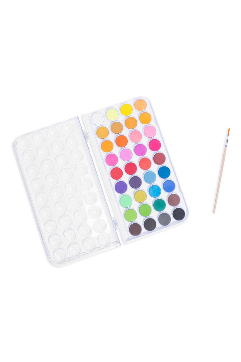 Vibrant Watercolor Set 36 Colors, 1 Brush, Nontoxic, Alternate, color, Multicolored