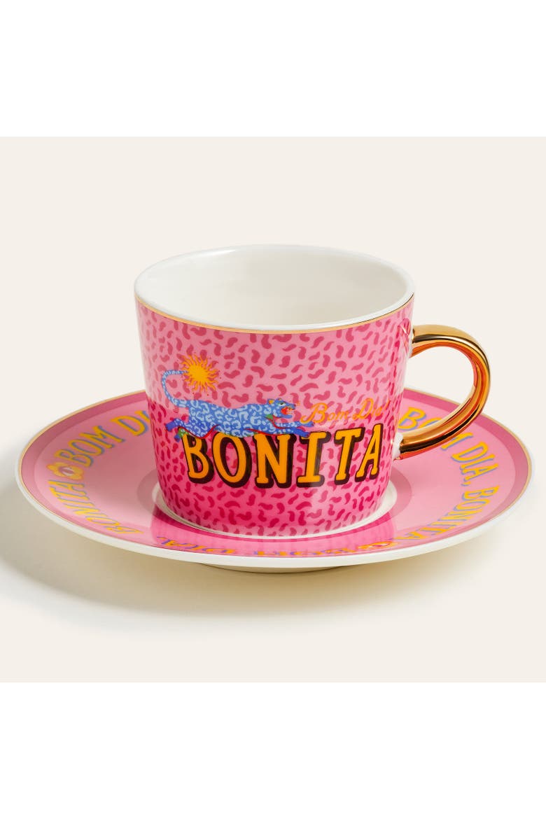 Luohu Bonita 2 Pcs Porcelain Coffee Set 3 oz. Coffee Ritual, Alternate, color, Pink