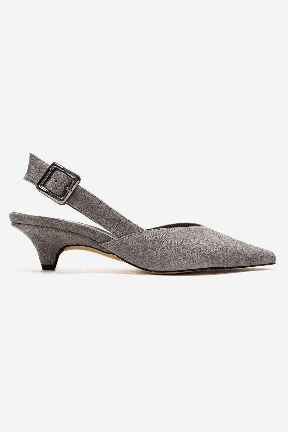 Forever & Always Shoes Dioris Leather Slingback Kitten Heel Pump, Alternate, color, Grey Suede