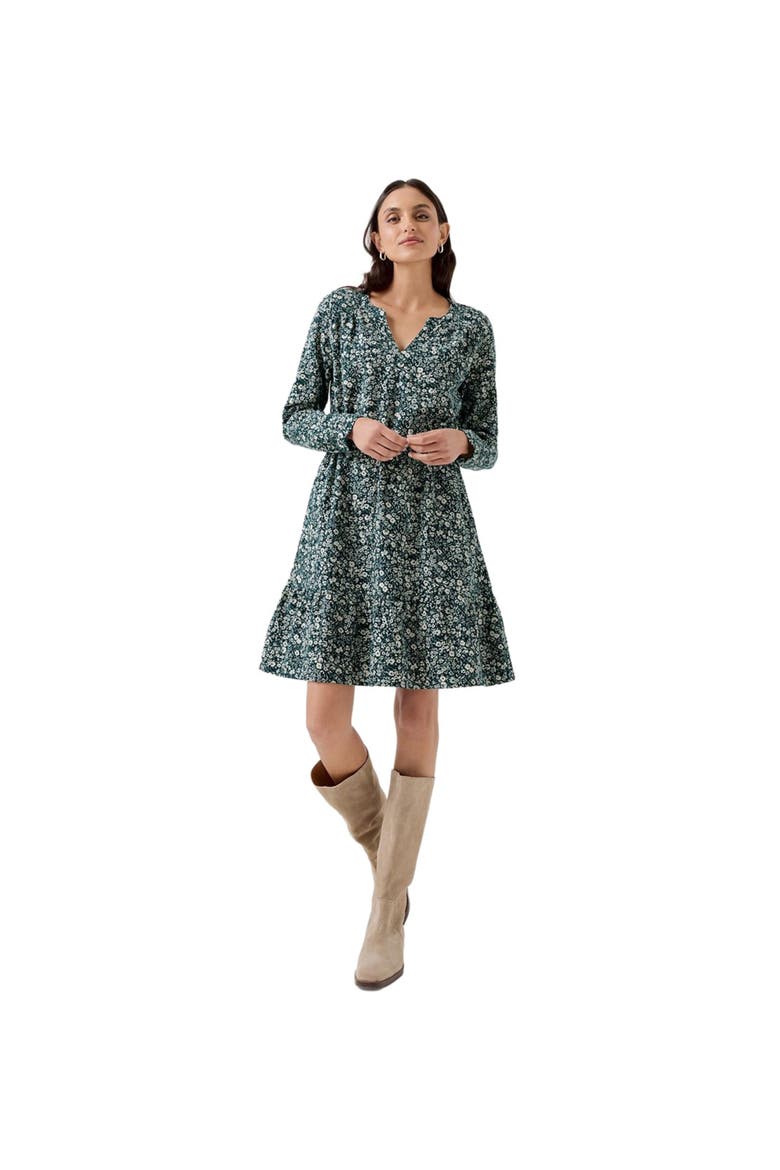 Organic Cafe Crepe Tiered Dress, Alternate, color, Celestial Prairie Floral