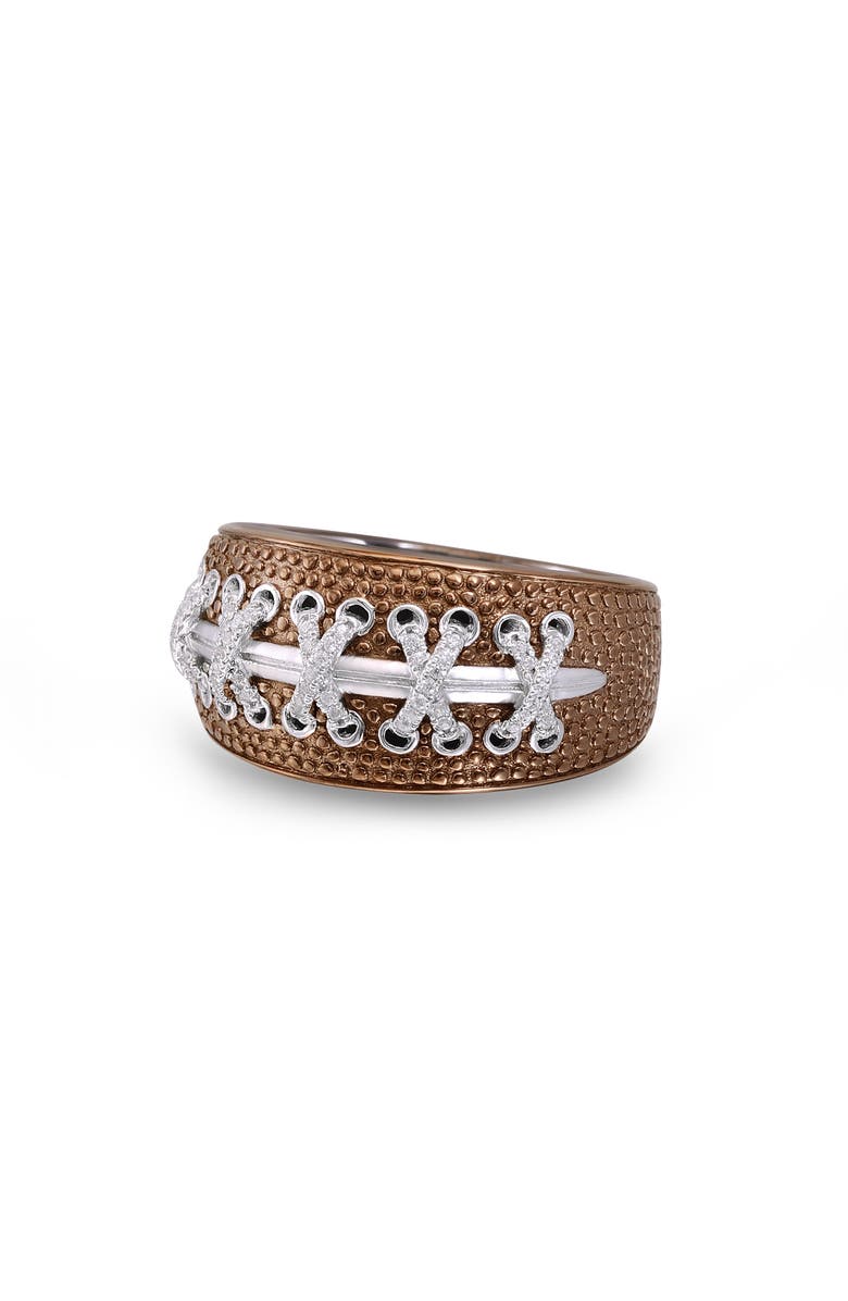 LuvMyJewelry Touchdown American Football Diamond Band Men Ring, Alternate, color, Brown