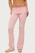 EDIKTED Ivanne Foldover Stretch Cotton Flare Pants