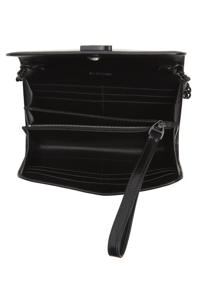Balenciaga Leather Wallet on a Chain, Alternate, color, 