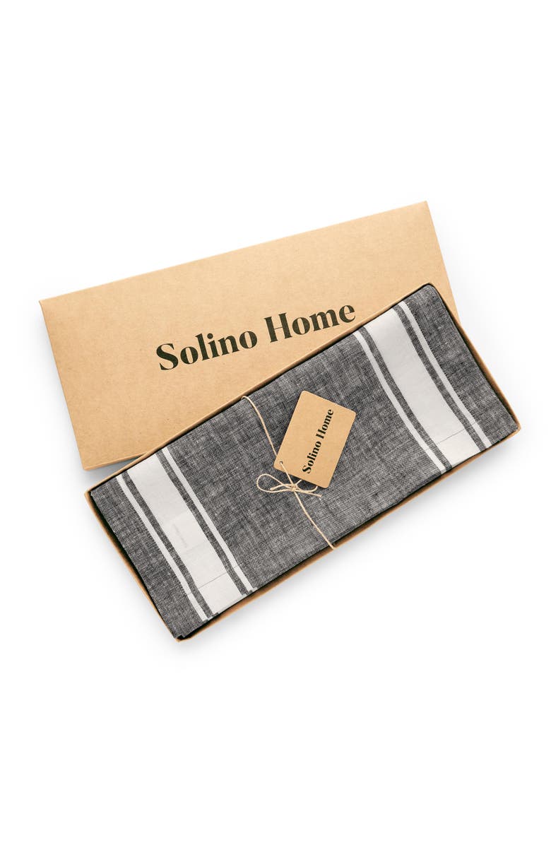 Solino Home Linen Table Runner - Country Stripe, Alternate, color, Black