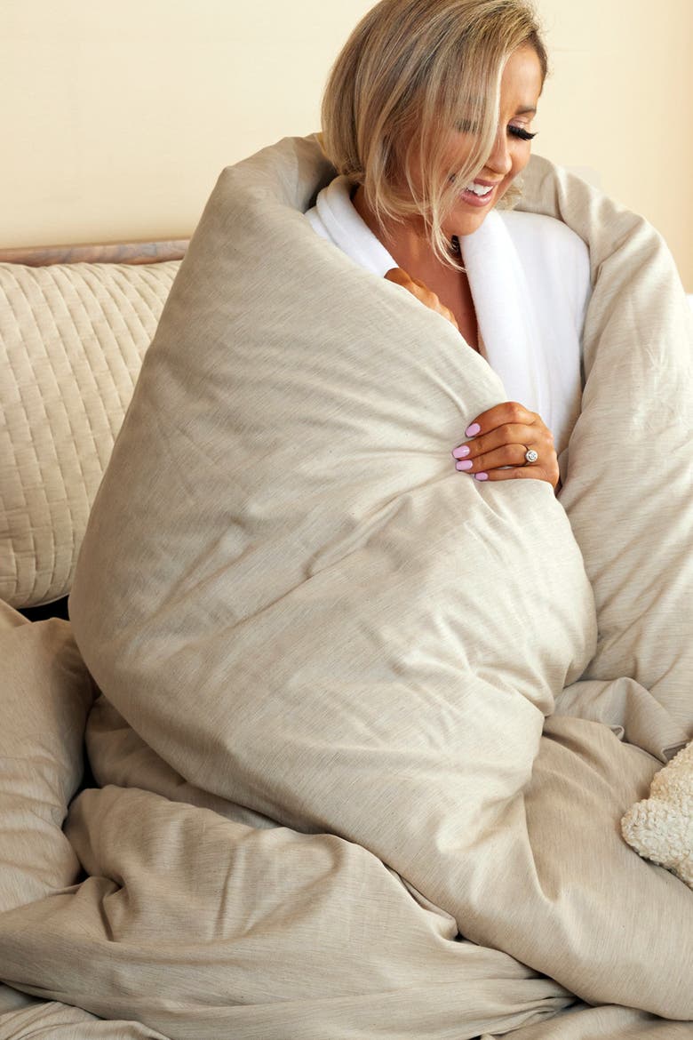 Melange Viscose Cotton Duvet Cover - Breathable & Cozy Comfort, Alternate, color, Sand