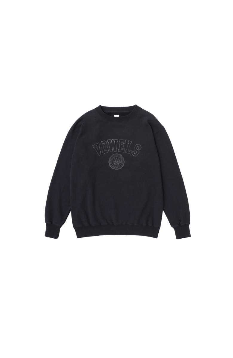 vowels Faded Collegiate Crewneck, Main, color, Black
