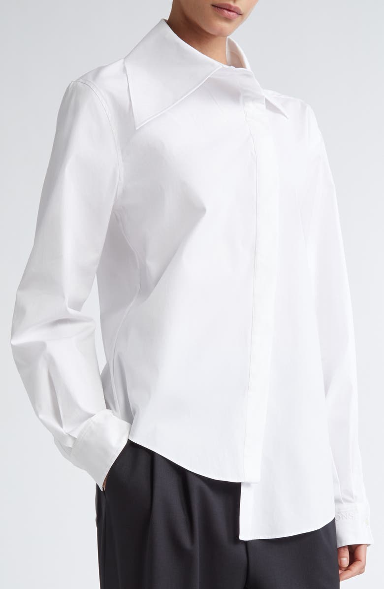 MONSE Asymmetric Collar Button-Up Shirt, Alternate, color, Ivory