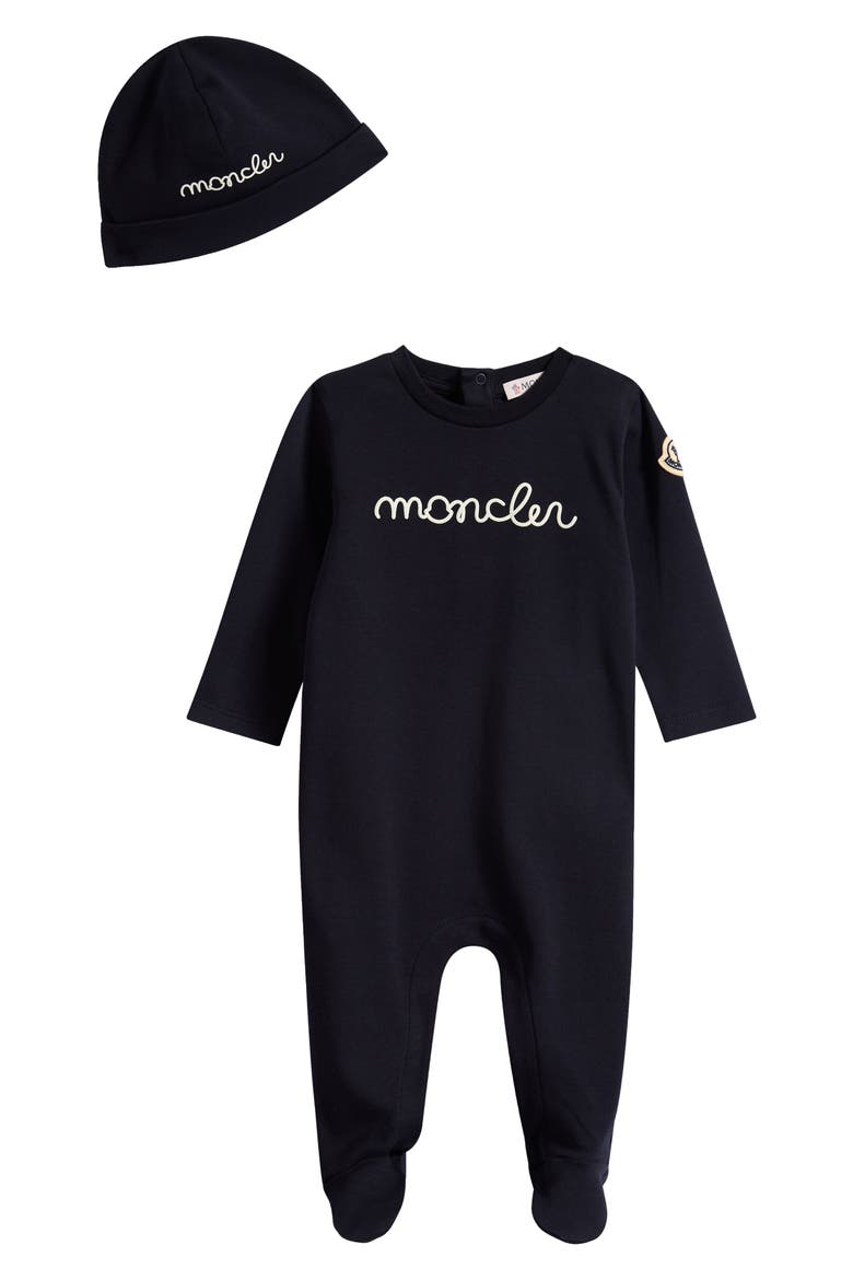 Logo Embroidered Layette & Beanie Set, Main, color, NAVY