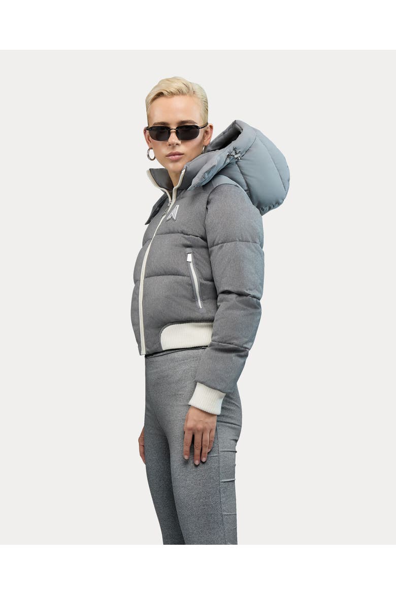Pariset Cropped Puffer Bomber with Detachable Sleeves, Alternate, color, Fog Grey
