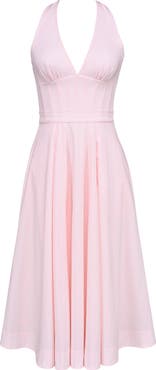 HOUSE OF CB Allena Halter Stretch Cotton Midi Sundress