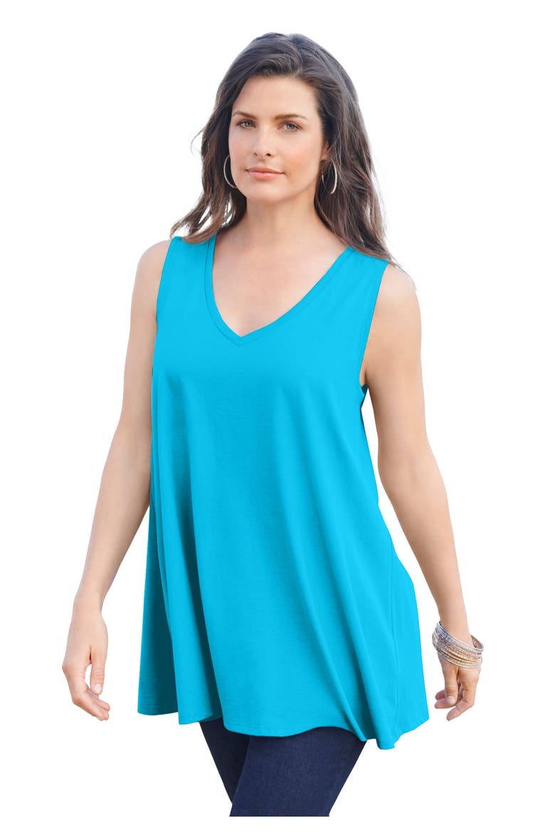 Plus Size Cotton Ultimate Swing Tank Top, Main, color, OCEAN
