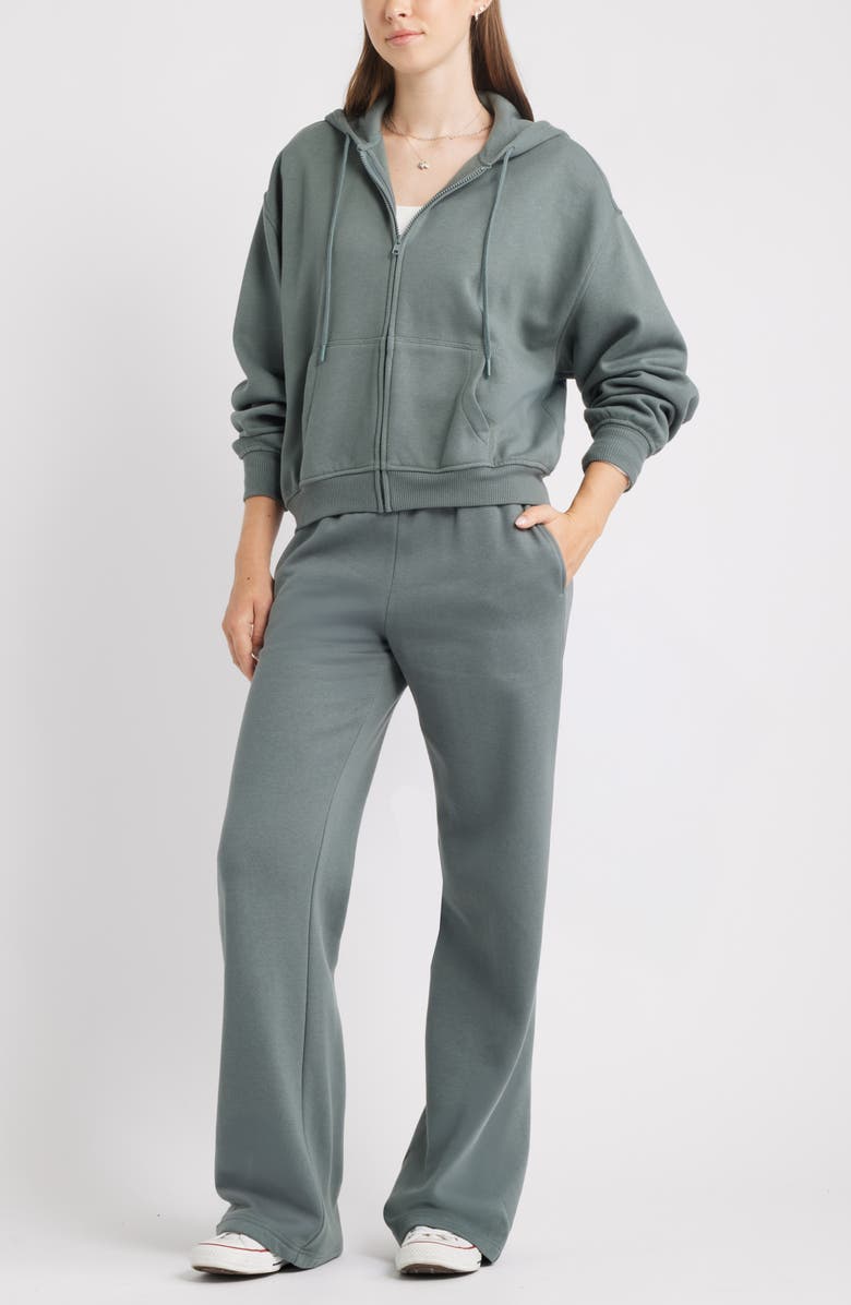 BP. Relaxed Cotton Blend Zip Hoodie, Alternate, color, Green Balsam