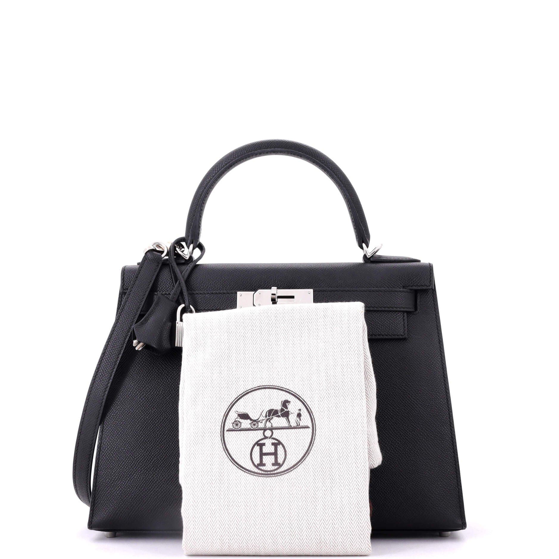 Pre-Owned Hermes Kelly Handbag Black Epsom with Palladium Hardware 28, Alternate, color, 