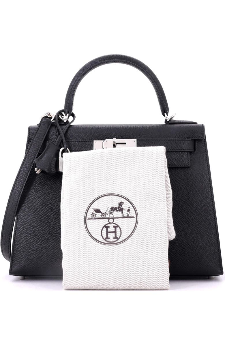 Pre-Owned Hermes Kelly Handbag Black Epsom with Palladium Hardware 28, Alternate, color, Noir