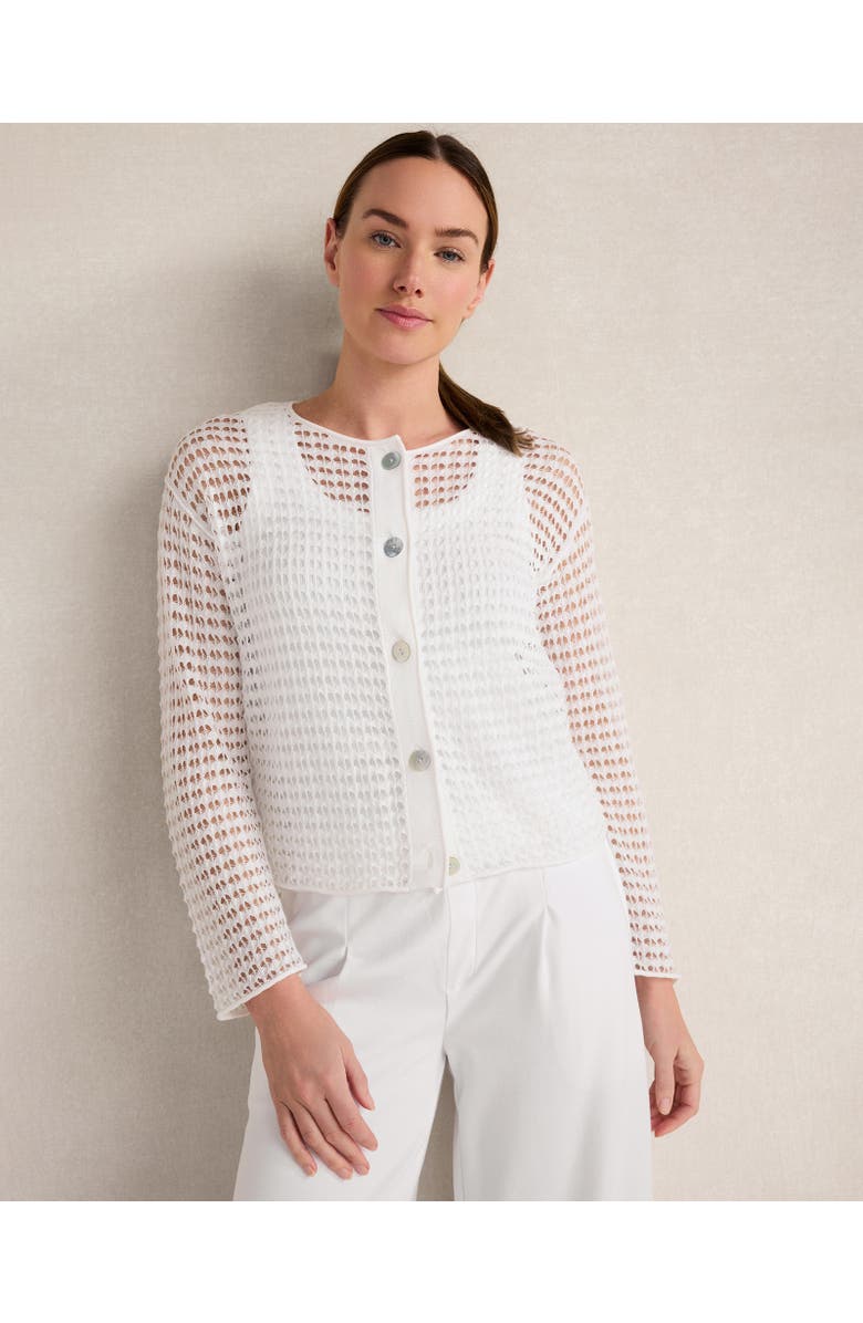 Haven Well Within Organic Cotton Pointelle Cardigan, Main, color, White
