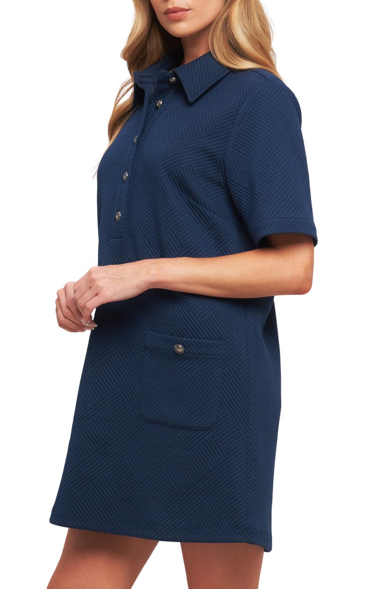 FLYING TOMATO Textured Short Sleeve Shirtdress, Alternate, color, Navy