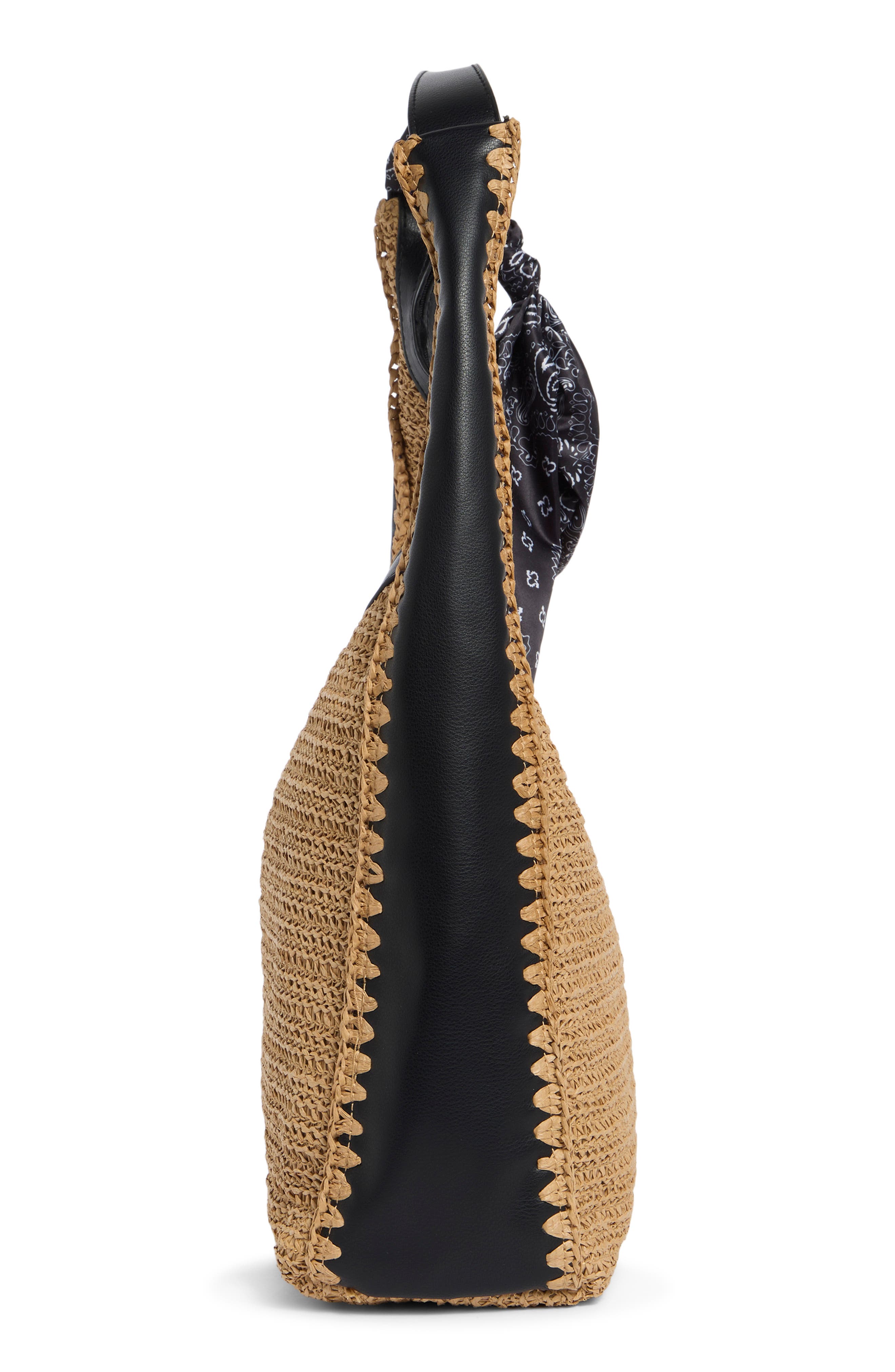 Bfreya Hobo Bag, Alternate, color, NATURAL RAFFIA / BLACK PU