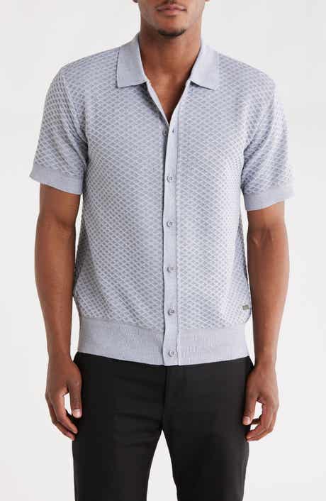 Buffalo Jeans Willisons Diamond Knit Short Sleeve Button-Up Shirt