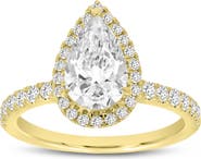 LuvMyJewelry Noor 14K Yellow Gold Pear Lab Grown Diamond Halo Engagement Ring - 2.0 Ct