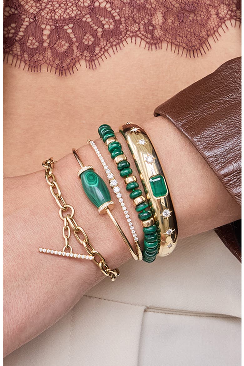 Malachite Beaded Bracelet, Alternate, color, 14K YELLOW GOLD